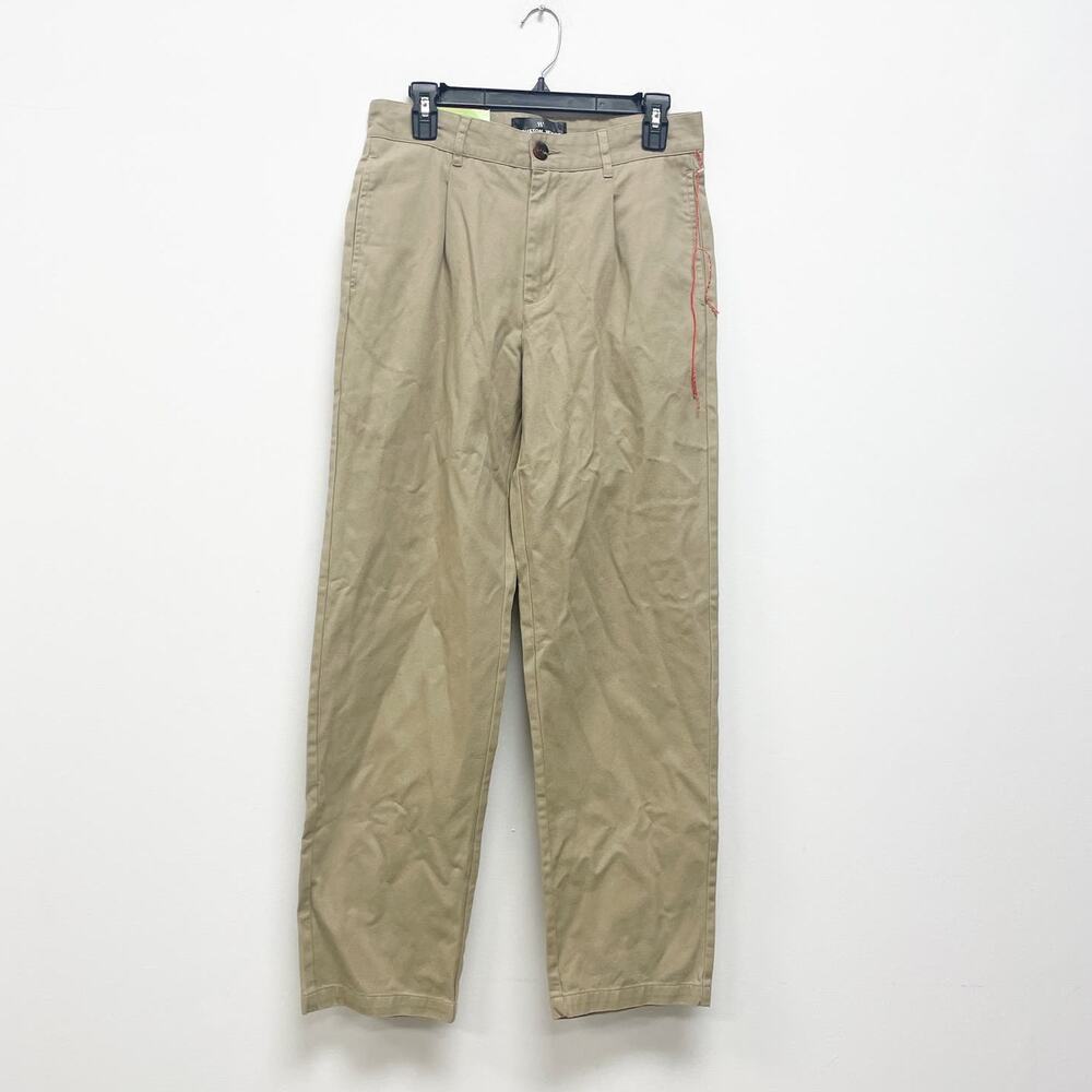 Houston White NWT Women's 30x32 Khaki Cotton Single Pleated Wide Leg Chino Pants - Picture 2 of 6